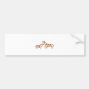 CORGI-ERWACHSENER UND WELPE AUTOAUFKLEBER