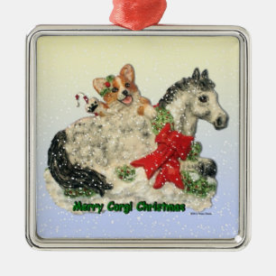 Corgi et ornement de Noël de poney