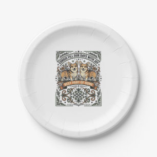 Corgi-Fan-Shirt Vintage Gravur Lustiger Hund Desig Pappteller