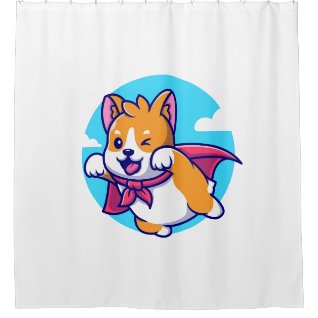 Corgi Fliege Himmelscape lustig niedlich Duschvorhang (Vorderseite)