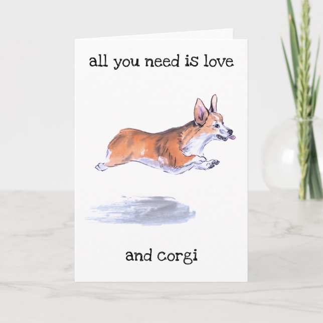 Corgi Flight Sumie Malerei Karte (Vorderseite)