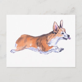 Corgi Flight Sumie Malerei Postkarte