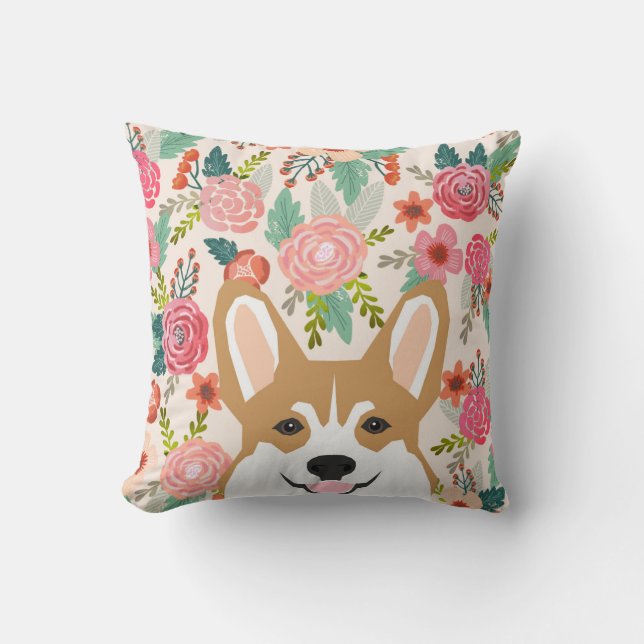 Corgi florals coussin de corgi de printemps (Recto)