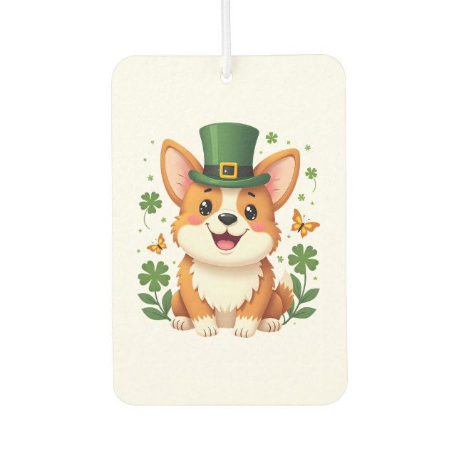 Corgi-Freund Shamrock Frohen St. Patricks-Tag Autolufterfrischer (Vorderseite)