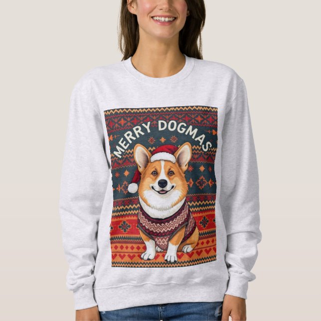 Corgi Frohe Dogmen Sweatshirt (Vorderseite)
