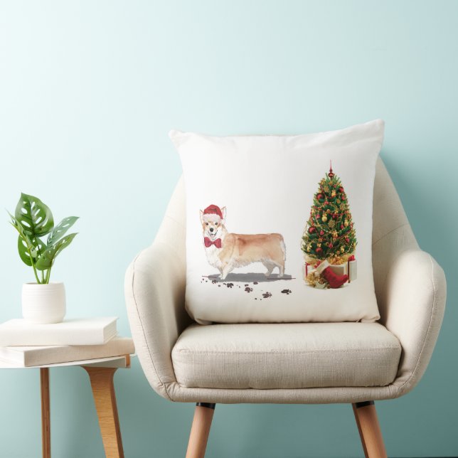 Corgi Funny Christmas Dog mit Tree Kissen (Stuhl )