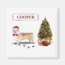 Corgi Funny Christmas Dog mit Tree Magnet