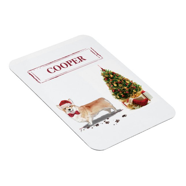 Corgi Funny Christmas Dog mit Tree Magnet (Rechte Seite)