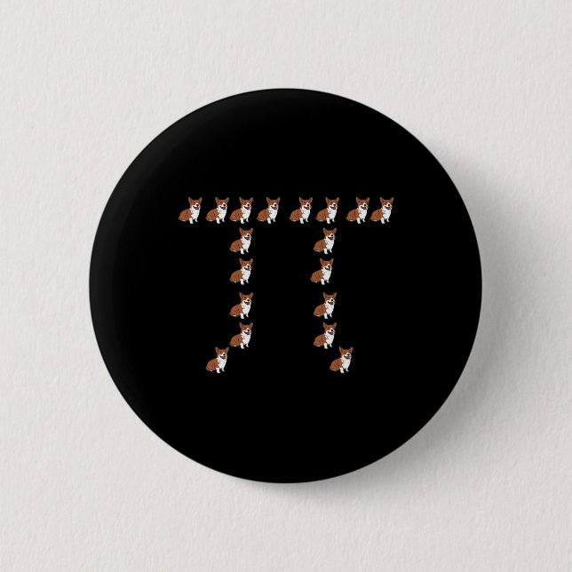 Corgi - Funny Dog Lover Pi Day Math Geek Geschenke Button (Vorderseite)