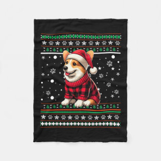 Corgi Funny Ugly Buffalo Karierte Weihnachtsmannmü Fleecedecke