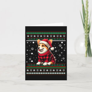 Corgi Funny Ugly Buffalo Karierte Weihnachtsmannmü Karte