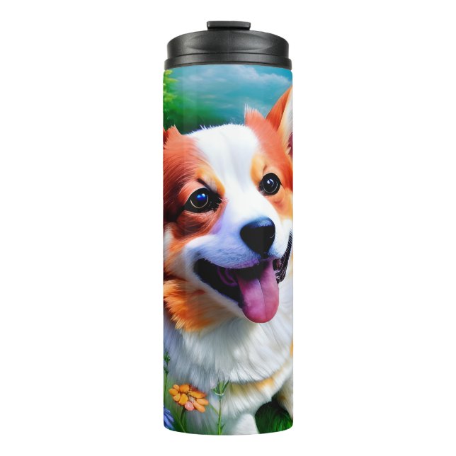 Corgi-Garten Thermosbecher (Vorderseite)