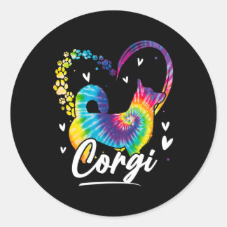 Corgi Gefärbte Krawatte Rainbow Dog Lover Geschenk Runder Aufkleber