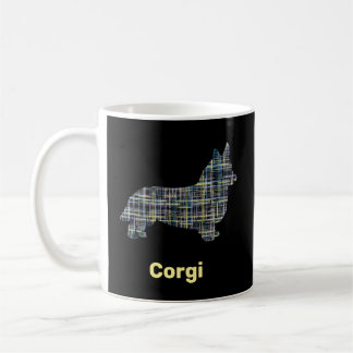 Corgi-Gelb- und Schwarz-Gitter-Linie Kaffeetasse