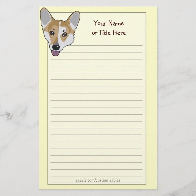 Corgi-Gesichts-Briefpapier Briefpapier (Vorderseite)