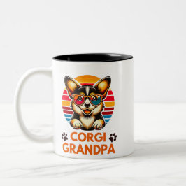 Corgi Grandpa Retro Corgi Dog Lover Design Zweifarbige Tasse