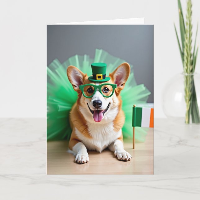 Corgi Grünes Muster Karte (Vorderseite)