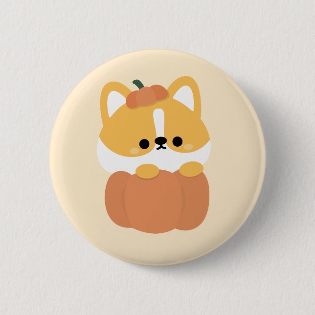 Corgi Halloween Button (Vorderseite)