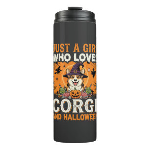 Corgi Halloween Hexen Mädchen Vintage Horror Thermosbecher