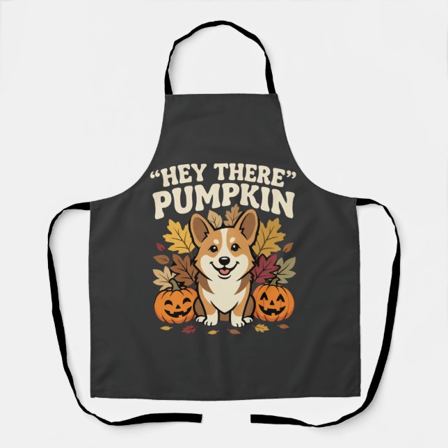 Corgi Halloween Hey There Kürbis-Design Schürze (Vorderseite)