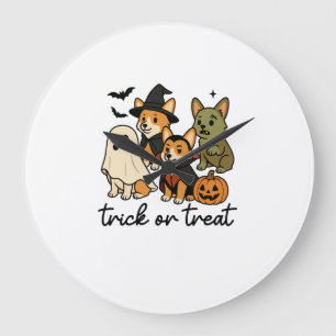 Corgi-Halloween-Kostüm Große Wanduhr