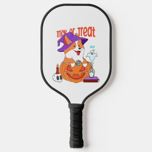 Corgi Halloween Pickleball Schläger (Vorderseite)
