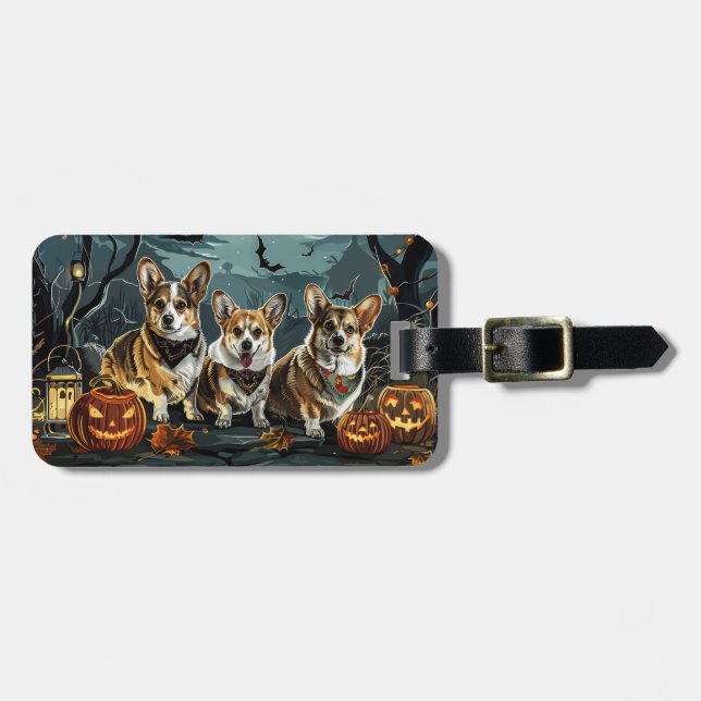 Corgi Halloween Spooky Gepäckanhänger (Vorderseite horizontal)