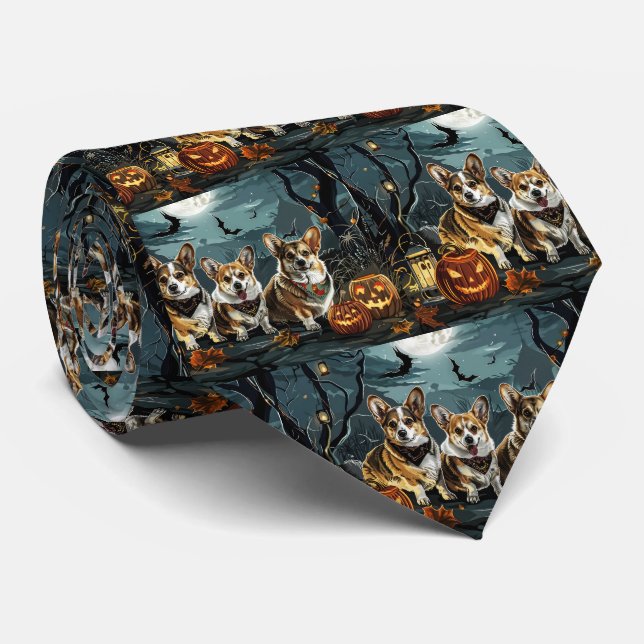 Corgi Halloween Spooky Krawatte (Gerollt)