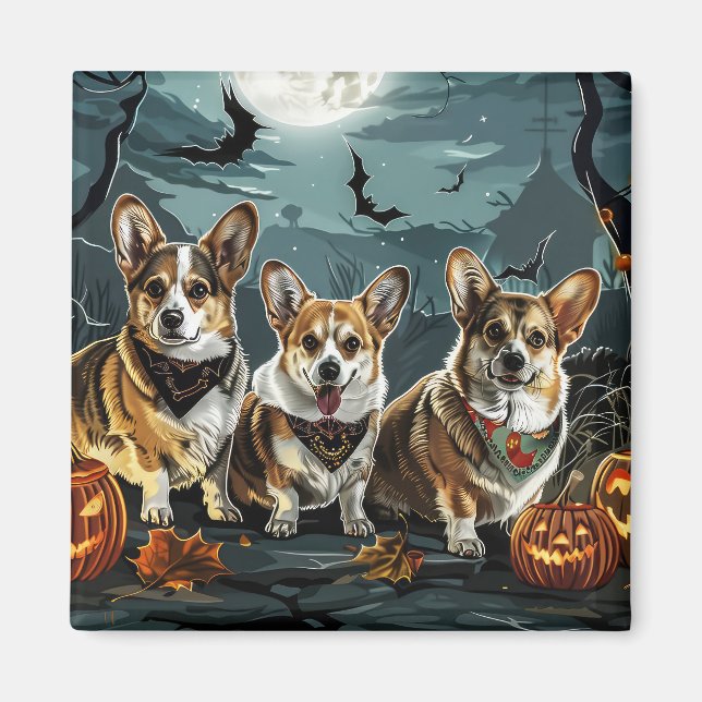 Corgi Halloween Spooky Magnet (Vorne)