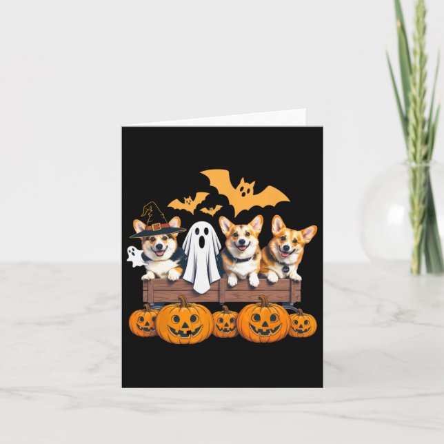Corgi Halloween Trio Funny Spooky Dog Lover Outfit Karte (Vorderseite)