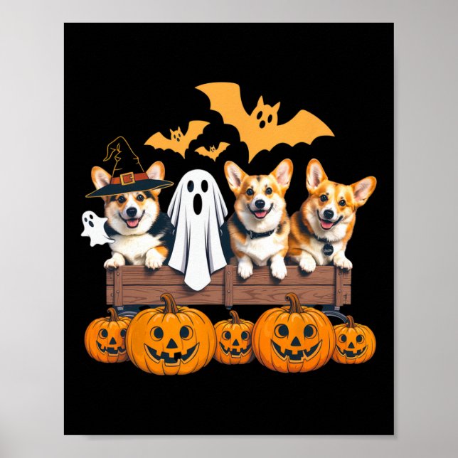 Corgi Halloween Trio Funny Spooky Dog Lover Outfit Poster (Vorne)