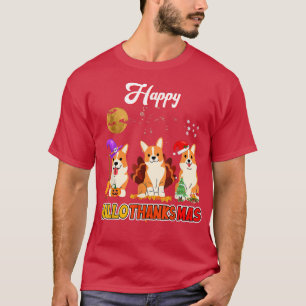 Corgi Happy Hallothanksmas Halloween Thanksgiving T-Shirt