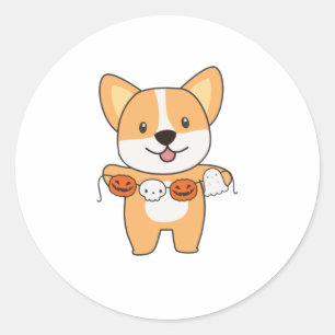 Corgi Happy Halloween Hundekostüm Runder Aufkleber