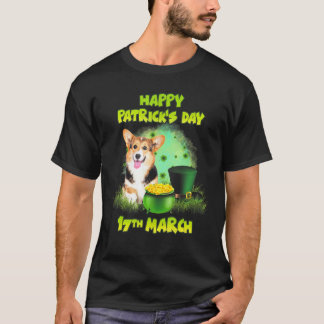 Corgi Happy Kleeblatt Patrick S Day 17. März T-Shirt