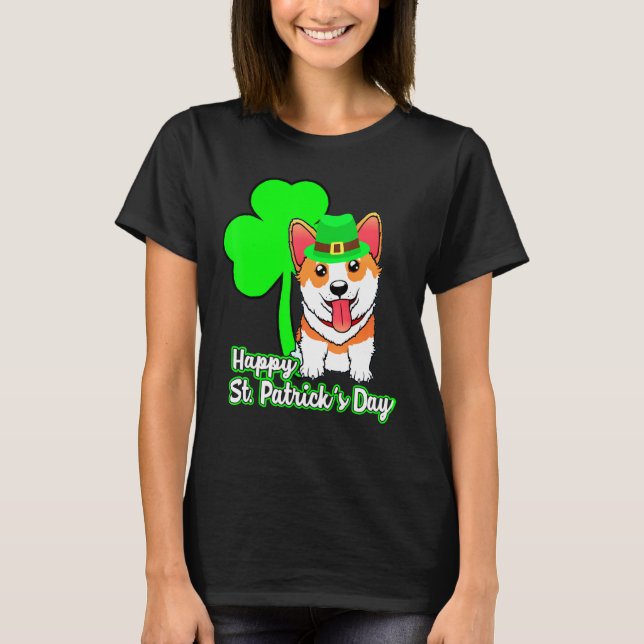 Corgi Happy St Patricks Day T-Shirt (Vorderseite)