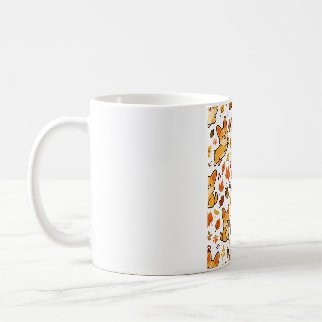 Corgi Herbstblätter Fallen Muster Kaffeetasse (Links)