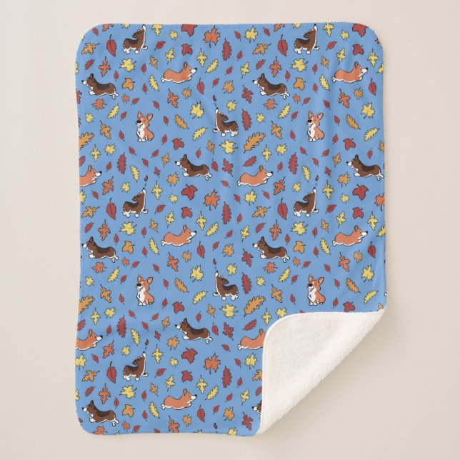 Corgi Herbstlaubs Dusty Blue Sherpadecke (Vorderseite)