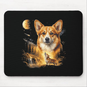 Corgi Heult zum Mond Vintage 90er Lustiger Hund Mousepad