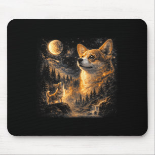 Corgi heult zum Mond vintage 90er Retro-Tier Mousepad