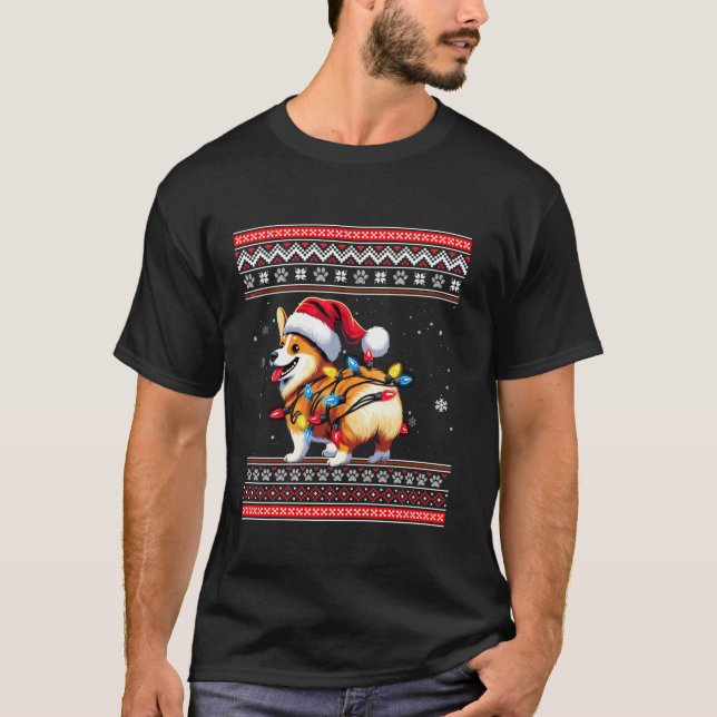 Corgi Hintern Funny Ugly Weihnachtsmannmütze Schne T-Shirt (Vorderseite)