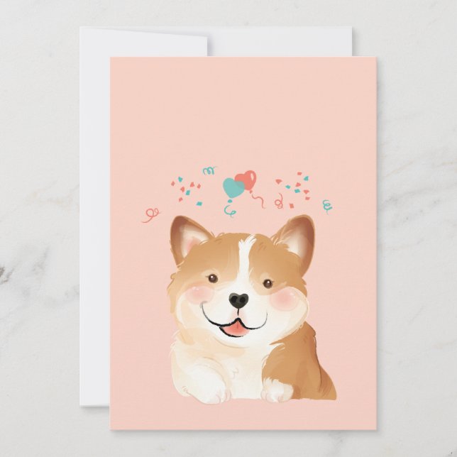 Corgi Hintern Pet Dog Illustration Portrait Dankeskarte (Vorderseite)