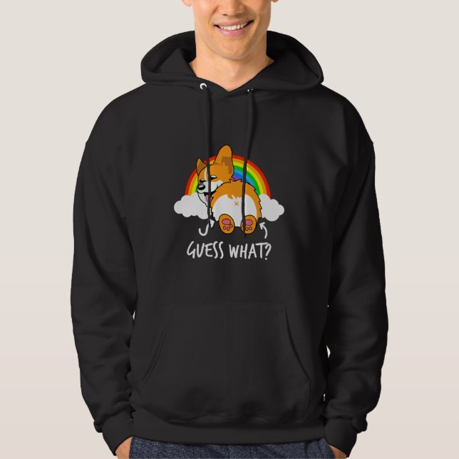 Corgi Hintern rät, was lustig Hoodie (Vorderseite)