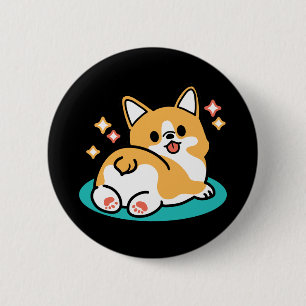 Corgi Hintern und Nickerchen Vibes - Niedlicher Sc Button