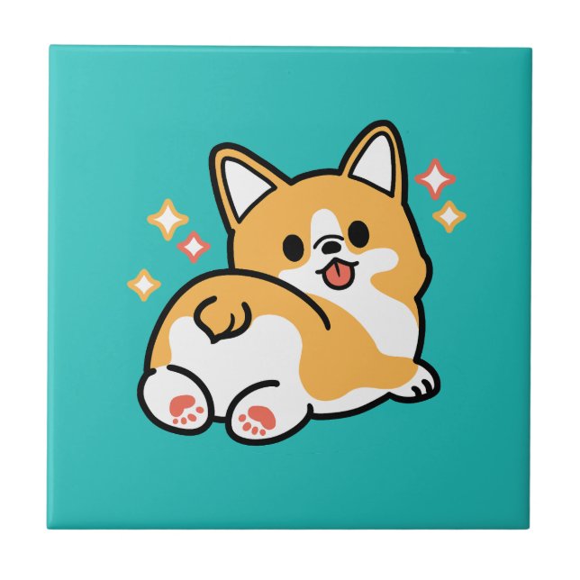 Corgi Hintern und Nickerchen Vibes - Niedlicher Sc Fliese (Vorderseite)