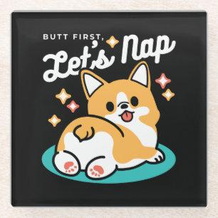 Corgi Hintern und Nickerchen Vibes - Niedlicher Sc Glasuntersetzer