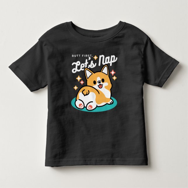 Corgi Hintern und Nickerchen Vibes - Niedlicher Sc Kleinkind T-shirt (Vorderseite)