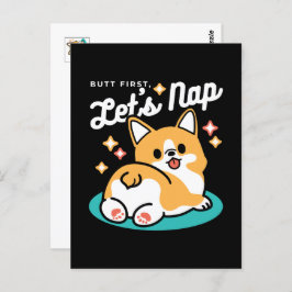 Corgi Hintern und Nickerchen Vibes - Niedlicher Sc Postkarte
