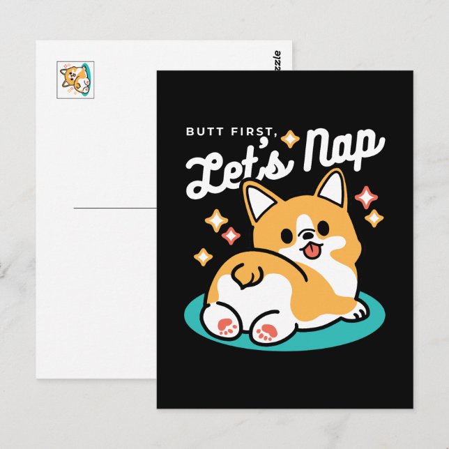 Corgi Hintern und Nickerchen Vibes - Niedlicher Sc Postkarte (Vorne/Hinten)