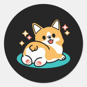 Corgi Hintern und Nickerchen Vibes - Niedlicher Sc Runder Aufkleber