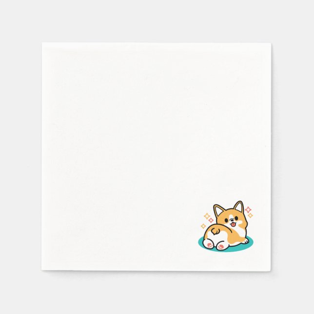 Corgi Hintern und Nickerchen Vibes - Niedlicher Sc Serviette (Vorderseite)